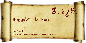 Bogyó Ákos névjegykártya
